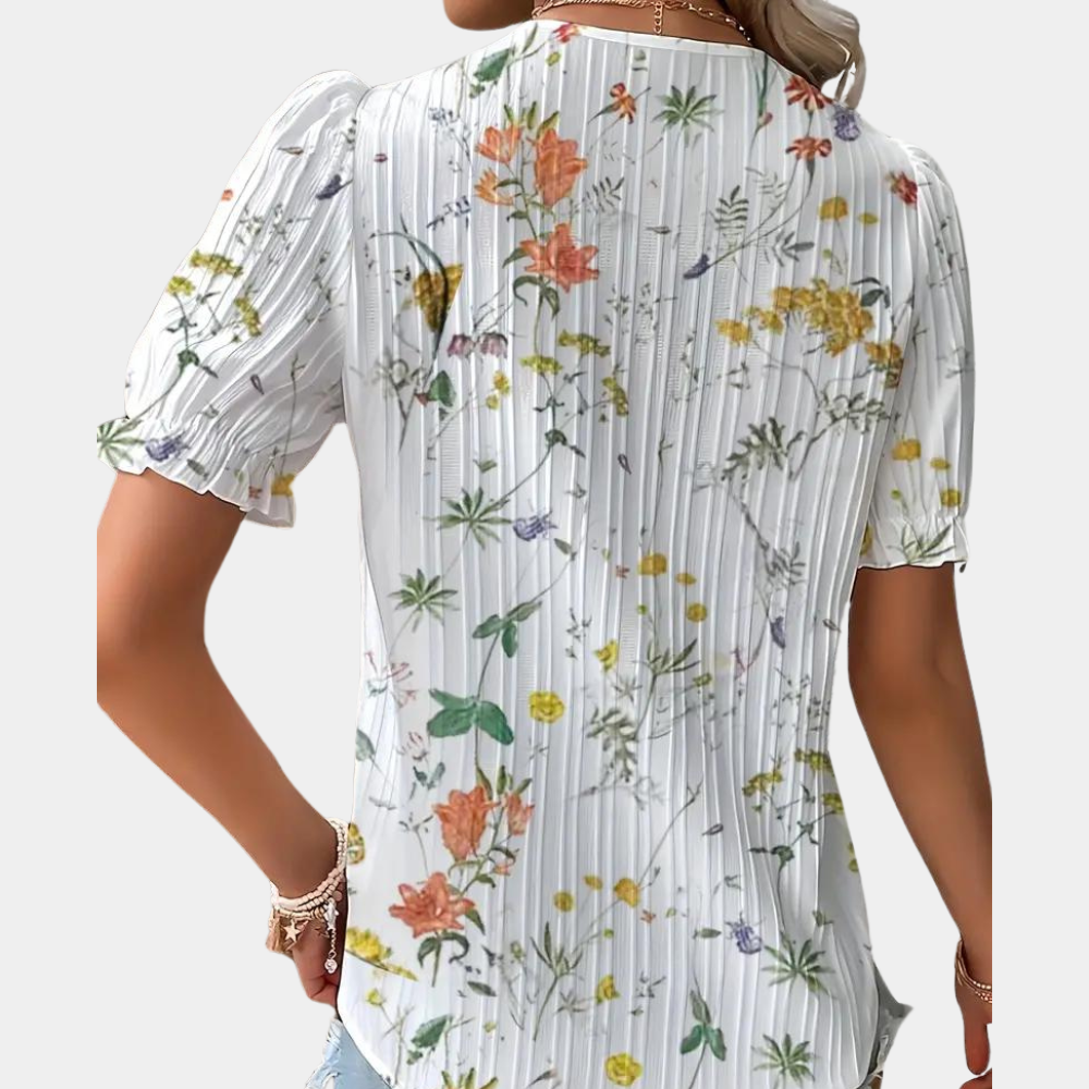 Women's Summer Blouse | Floral Print | Short Sleeves