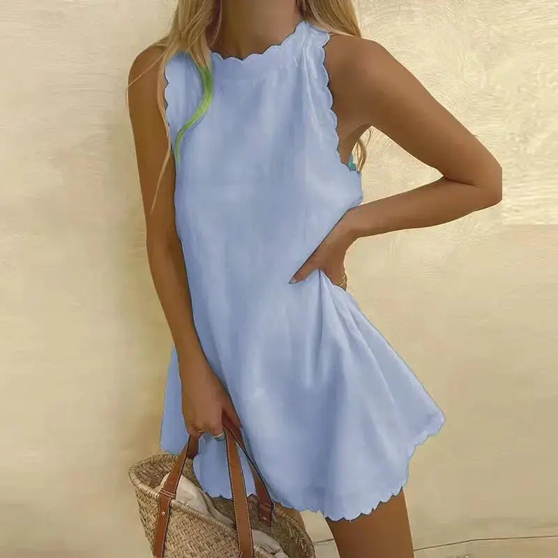 Women's Summer Dress | Shell Edge | Multi-Color - Blue