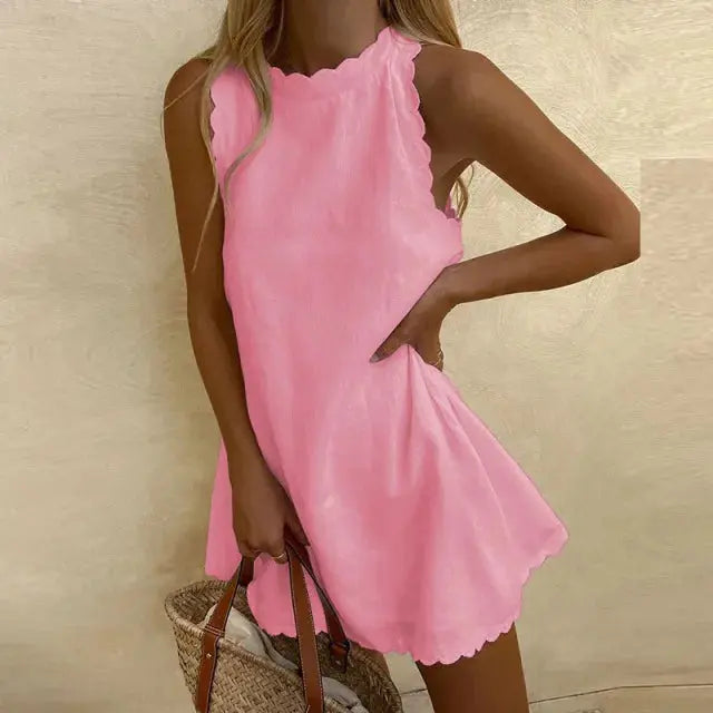 Women's Summer Dress | Shell Edge | Multi-Color - Pink