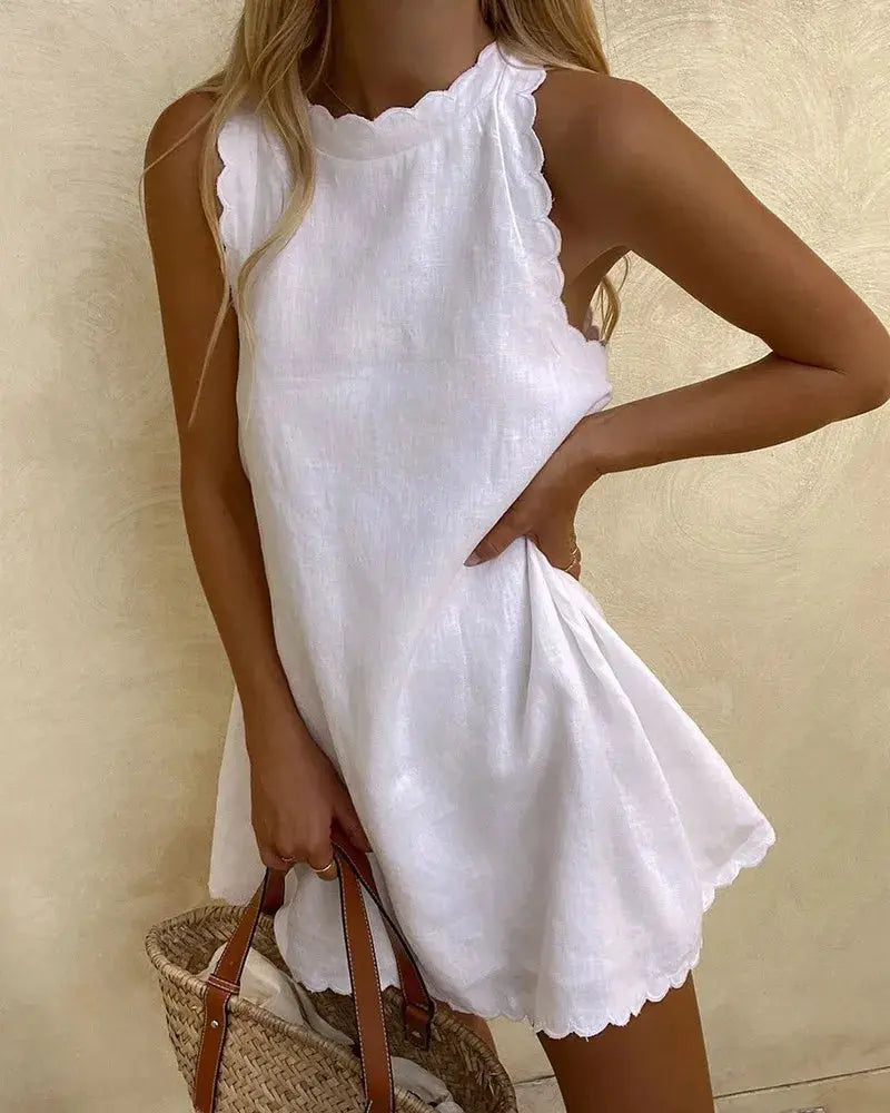 Women's Summer Dress | Shell Edge | Multi-Color - White