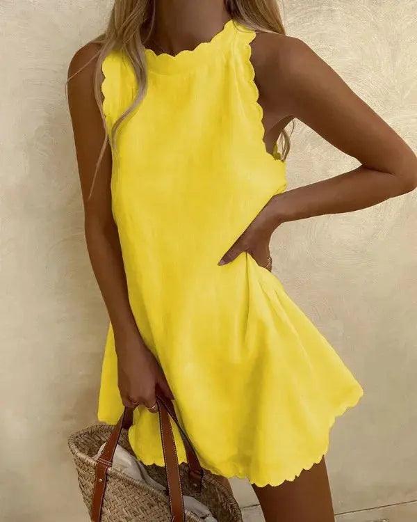 Women's Summer Dress | Shell Edge | Multi-Color - Yellow