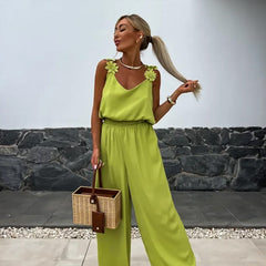 Women's Summer Jumpsuit | V-Neck | Summer