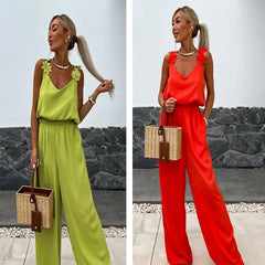 Women's Summer Jumpsuit | V-Neck | Summer