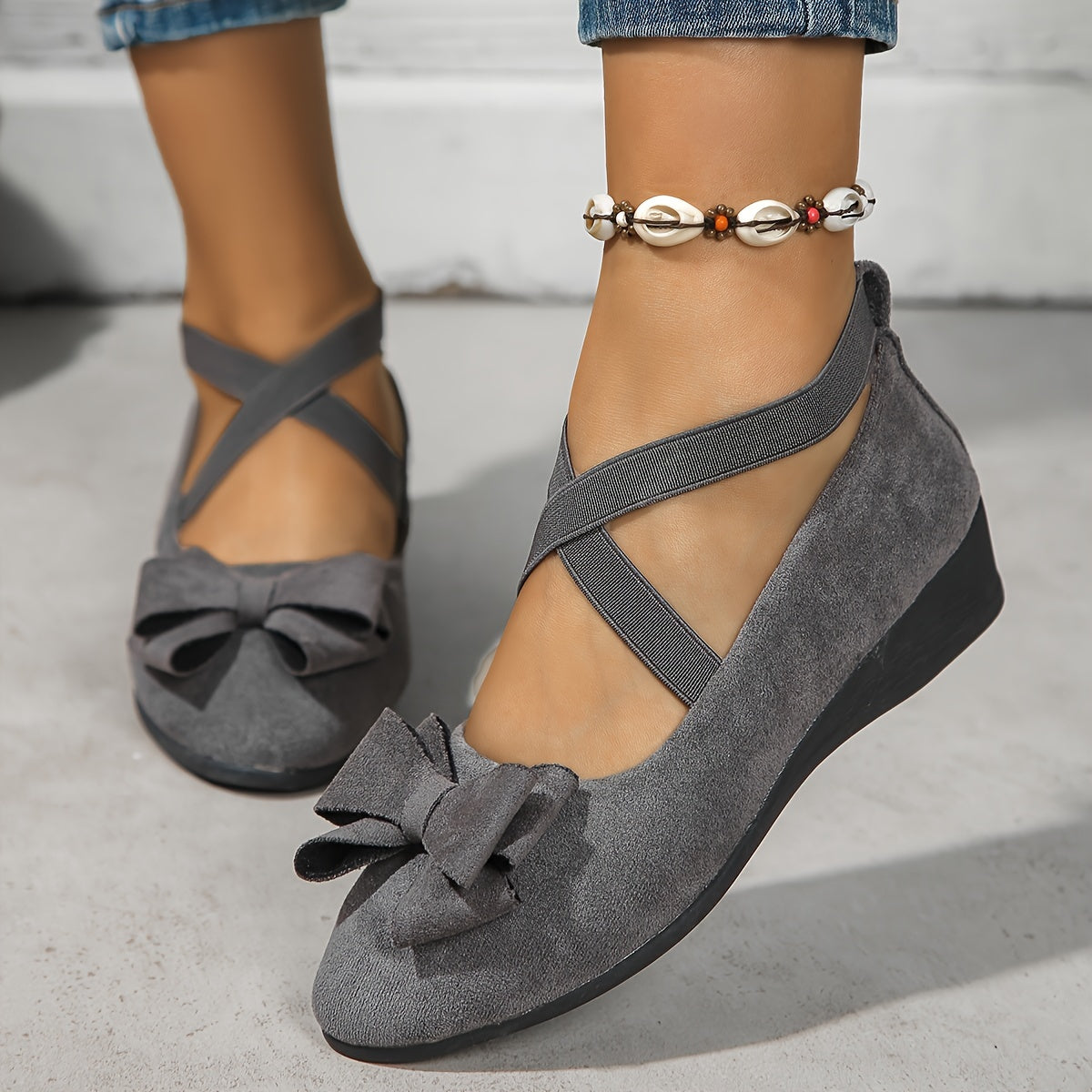 Women's Supportive Flat Shoes - Elegant Comfort Design | Autumn - Gray