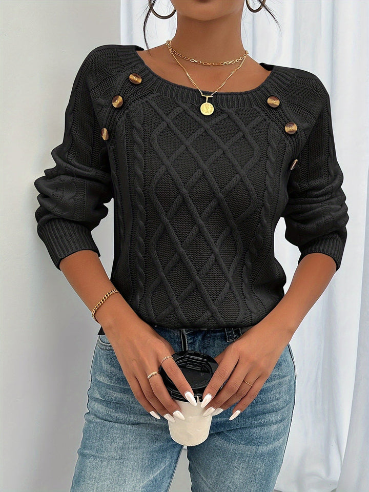 Women's Sweater | Crew Neck | Relaxed | Autumn - Black