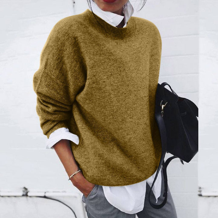Women's Sweater | Crew Neck | Ribbed Knit | Autumn - Yellow