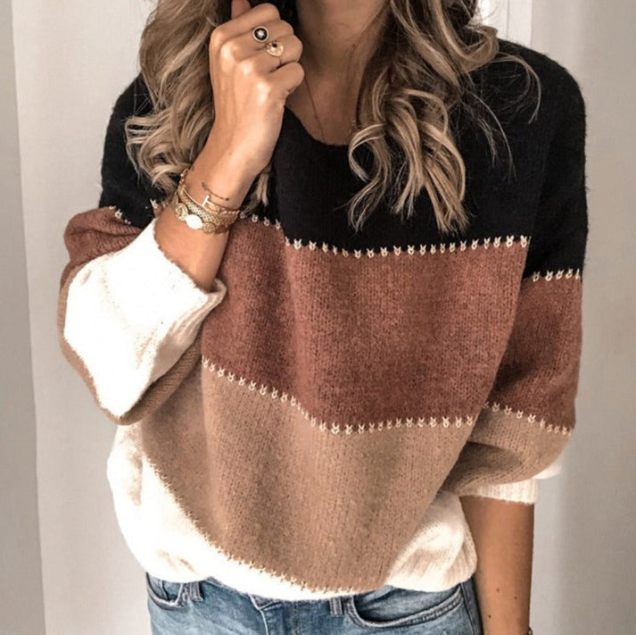 Women's Sweater | Elegant | Crew Neck | Autumn - Brown