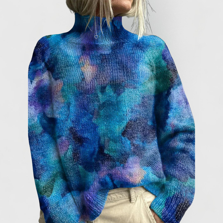 Women's Sweater | Floral Pattern | Winter - Blue