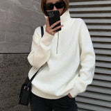 Women's Sweater | Half-Zip | Relaxed | Autumn - White