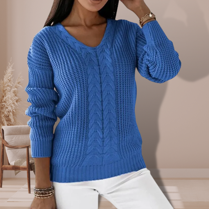 Women's Sweater | Knitted | Crew Neck | Autumn - Blue