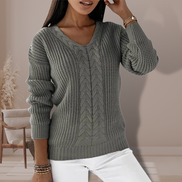 Women's Sweater | Knitted | Crew Neck | Autumn - Gray