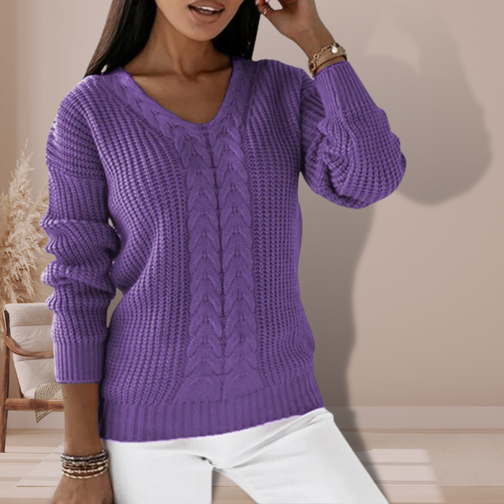 Women's Sweater | Knitted | Crew Neck | Autumn - Purple