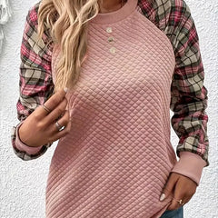 Women's Sweater | Plaid Sleeves | Cozy Knit | Autumn