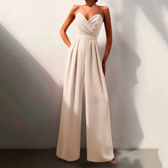 Women's Sweetheart Neck Spaghetti Strap Wide Leg Jumpsuit - Formal