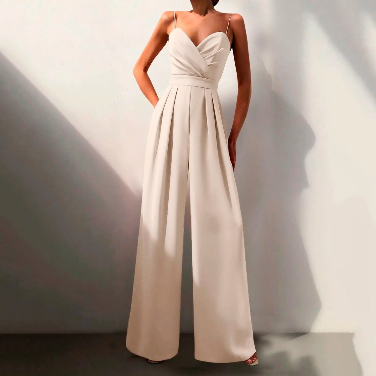 Women's Sweetheart Neck Spaghetti Strap Wide Leg Jumpsuit - Formal