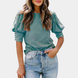 Women's T-Shirt | Puff Sleeves | Spring - Green