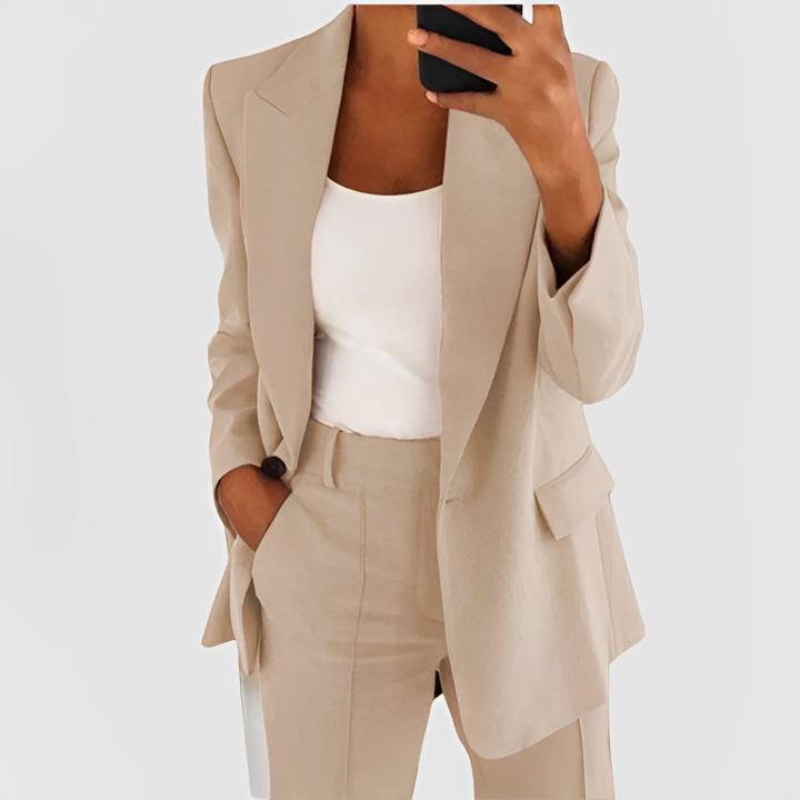 Women's Tailored Blazer | Button-Down | Structured | Autumn - Beige