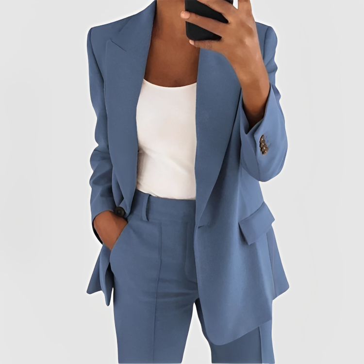 Women's Tailored Blazer | Button-Down | Structured | Autumn - Blue