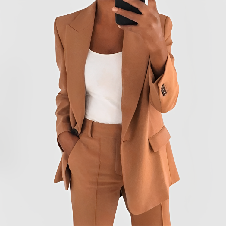 Women's Tailored Blazer | Button-Down | Structured | Autumn - Brown