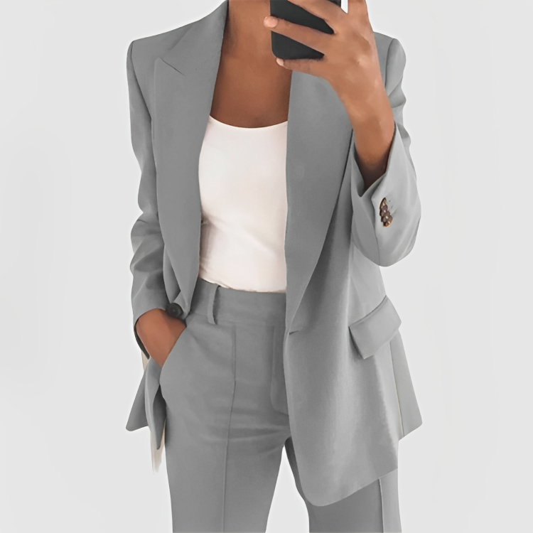 Women's Tailored Blazer | Button-Down | Structured | Autumn - Gray