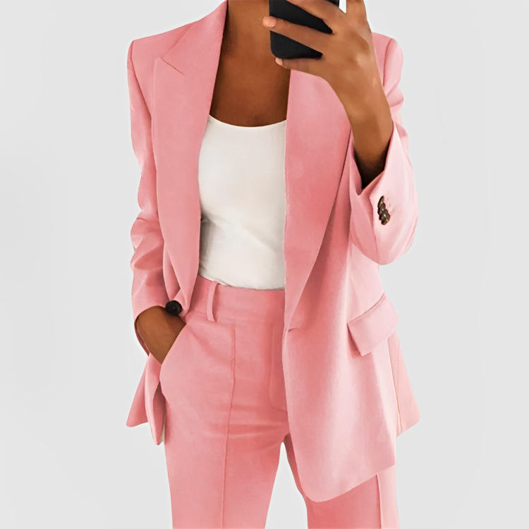 Women's Tailored Blazer | Button-Down | Structured | Autumn - Pink