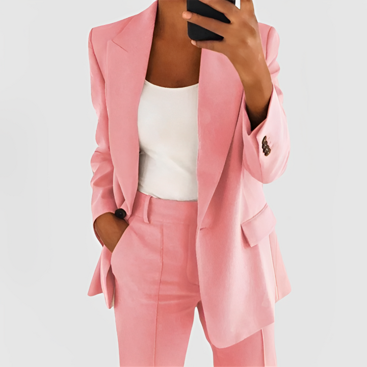 Women's Tailored Blazer | Button-Down | Structured | Autumn - Pink