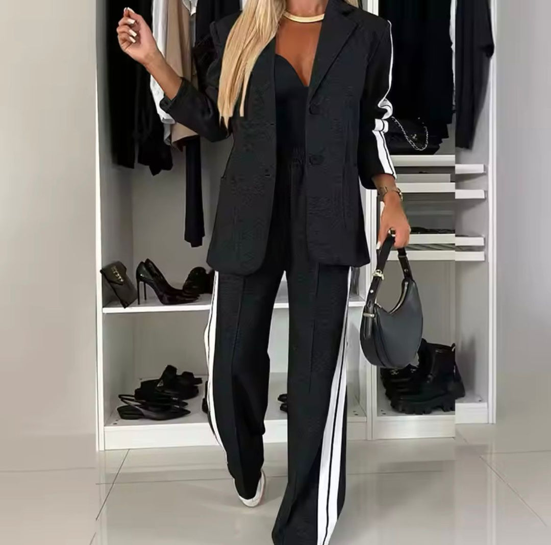 Women's Tailored Blazer Set | Button-Down | Autumn - Black