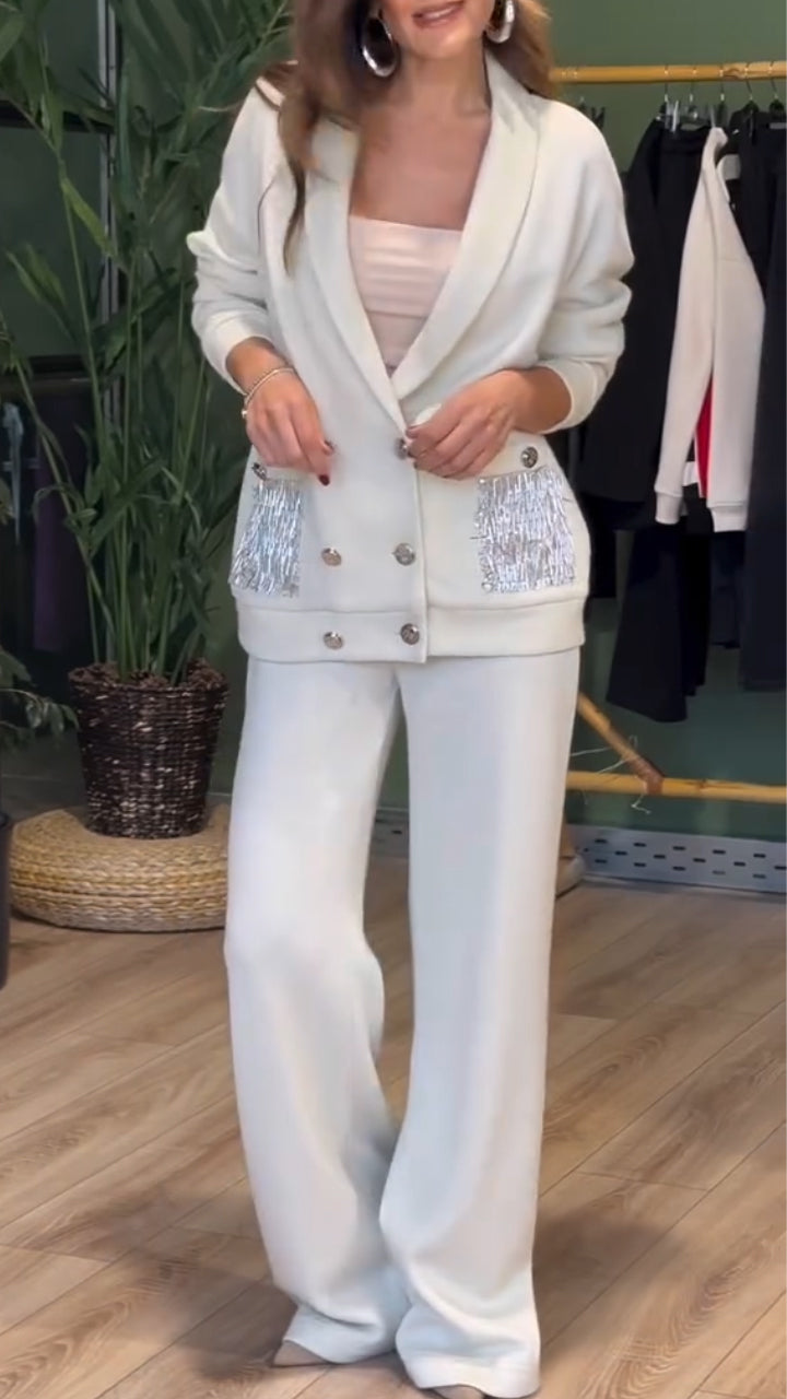 Women's Tailored Blazer Set - Wide Leg Trousers | Fall