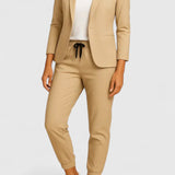 Women's Tailored Jacket and Pants Set - Elegant Two-Piece | Spring - Beige