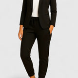Women's Tailored Jacket and Pants Set - Elegant Two-Piece | Spring - Black