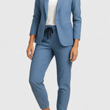 Women's Tailored Jacket and Pants Set - Elegant Two-Piece | Spring - Blue