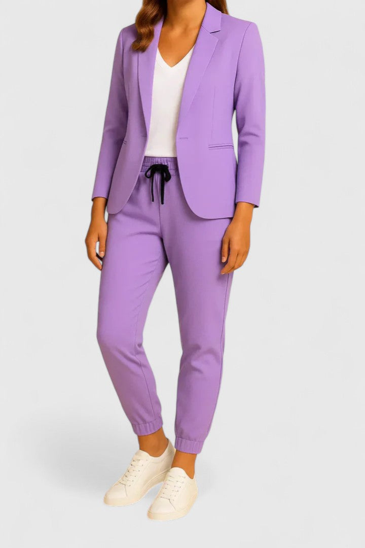 Women's Tailored Jacket and Pants Set - Elegant Two-Piece | Spring - Purple