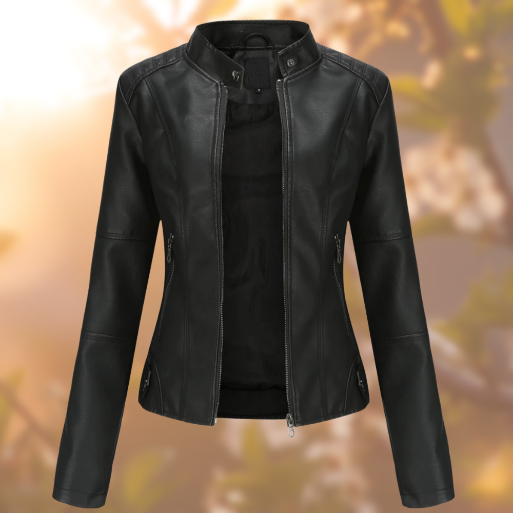 Women's Tailored Jacket | Structured Leather | Autumn - Black