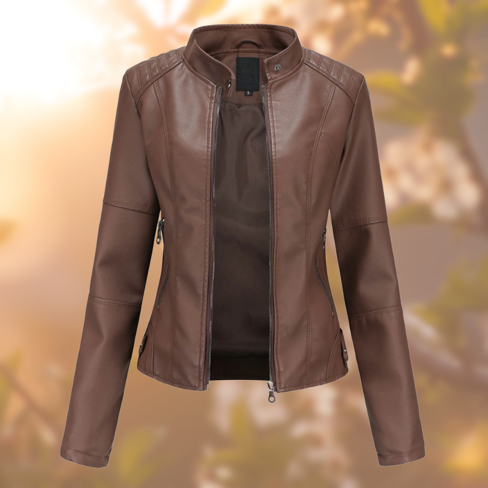 Women's Tailored Jacket | Structured Leather | Autumn - Dark Brown