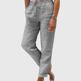 Women's Tailored Pants with Elastic Waistband - Elegant Everyday Fit - Grey