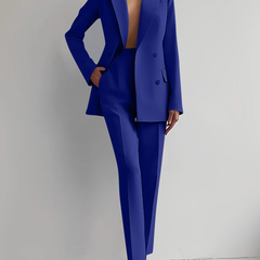 Women's Tailored Suit Jacket and Pants - Elegant Professional | Autumn - Blue