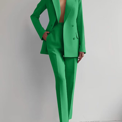 Women's Tailored Suit Jacket and Pants - Elegant Professional | Autumn - Green