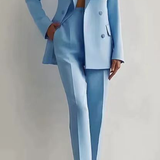 Women's Tailored Suit Jacket and Pants - Elegant Professional | Autumn - Light Blue
