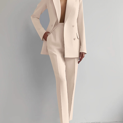 Women's Tailored Suit Jacket and Pants - Elegant Professional | Autumn - Off White