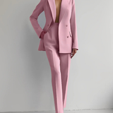 Women's Tailored Suit Jacket and Pants - Elegant Professional | Autumn - Pink