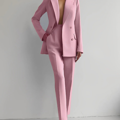Women's Tailored Suit Jacket and Pants - Elegant Professional | Autumn - Pink