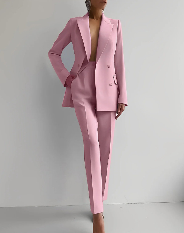 Women's Tailored Suit Jacket and Pants - Elegant Professional | Autumn - Pink