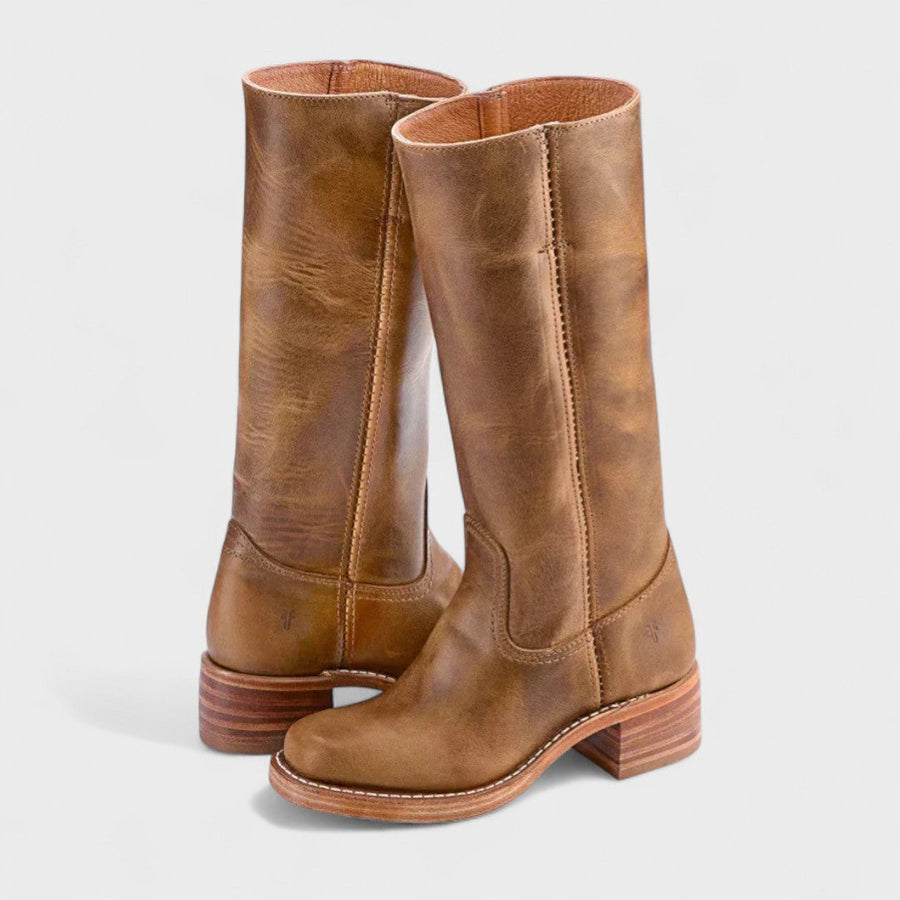 Women's Tall Boots - Classic Equestrian Style | Autumn - Light Brown