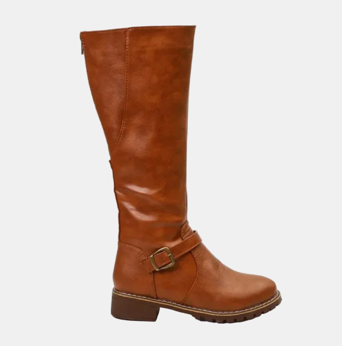 Women's Tall Riding Knee High Boots Buckle Strap Low Heel | Autumn