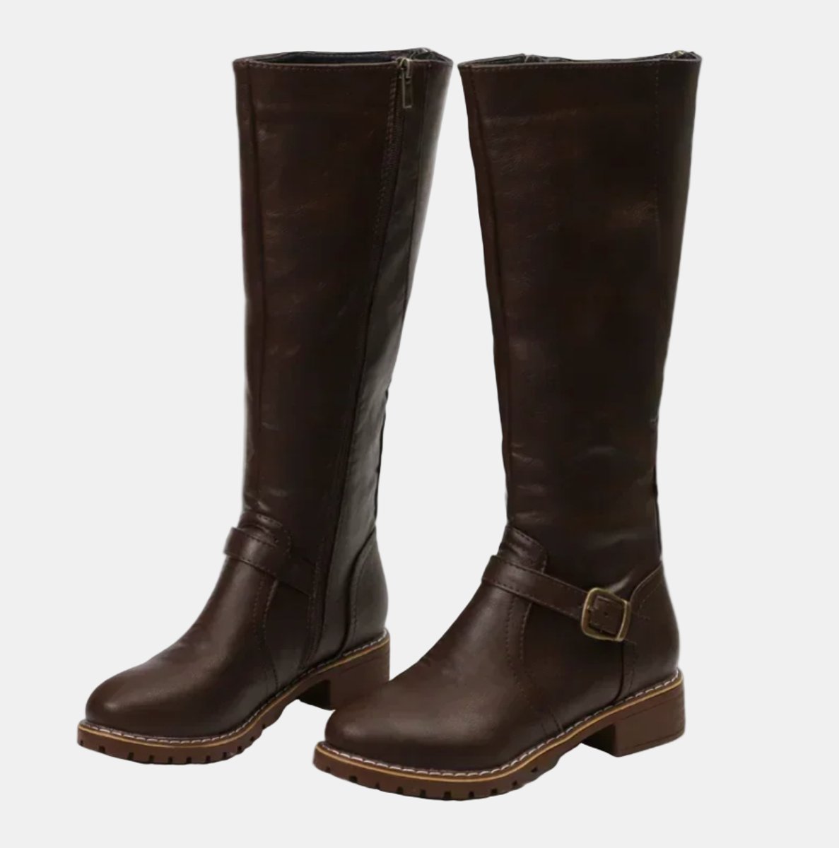 Women's Tall Riding Knee High Boots Buckle Strap Low Heel | Autumn