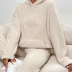 Women's Teddy Fleece Set | Loungewear | Winter - Beige