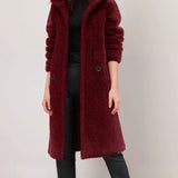 Women's Teddy Jacket | Fuzzy Fleece | Luxury | Winter - Burgundy