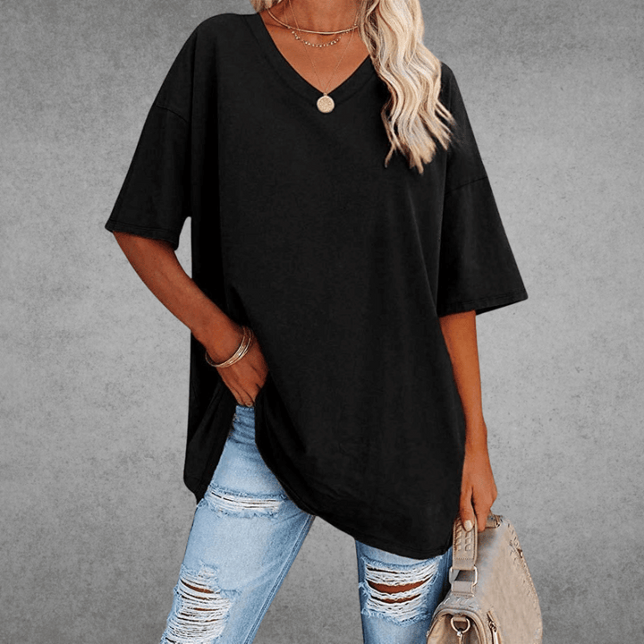 Women's Tee | V-Neck | Casual | Summer - Black
