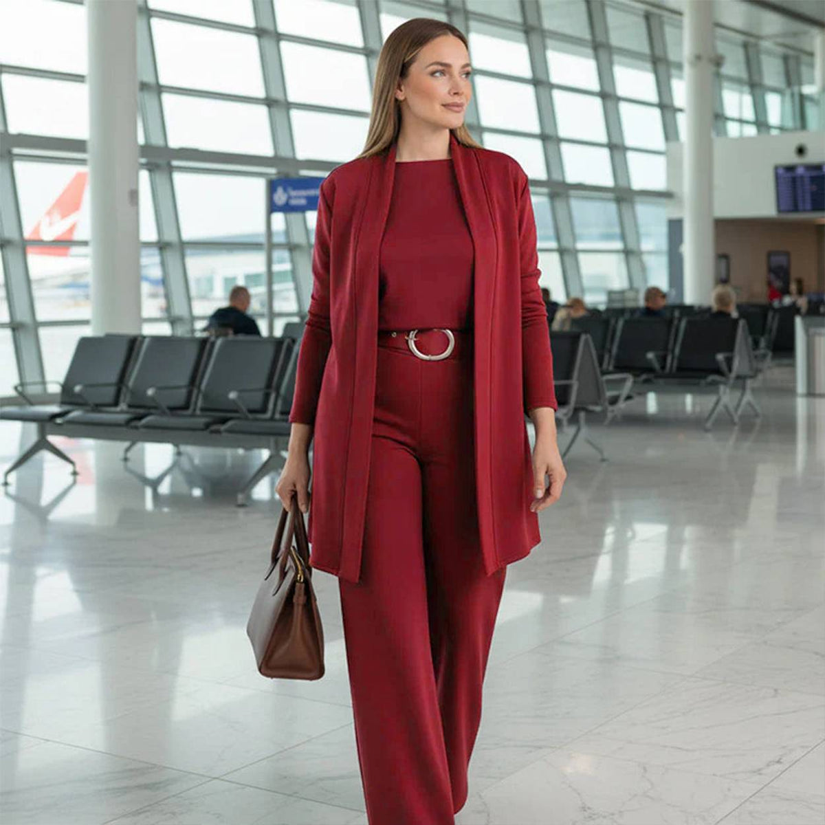 Women's Three-Piece Suit Set - Tailored Elegance | Spring - Red