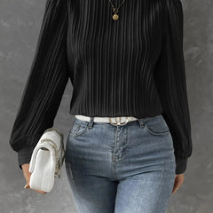 Women's Timeless Blouse | Round Neck | Elegant | Spring - Black